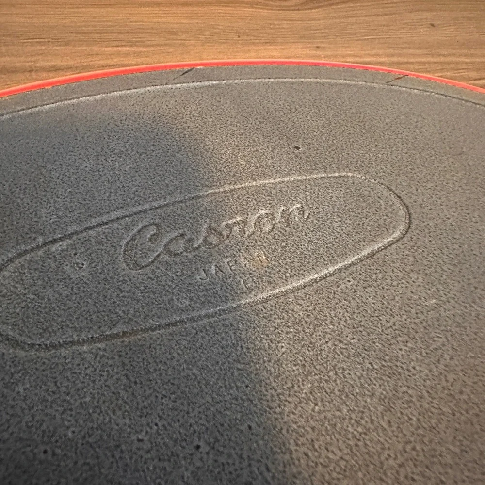Casron Japan Flame Orange Enameled Cast Iron Oval Au Gratin Baker Dish 15in MCM